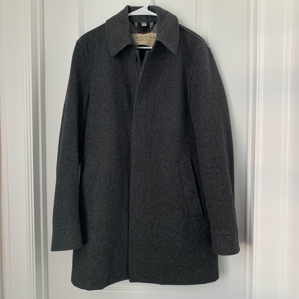Men’s Burberry Wool Car Coat, Grey